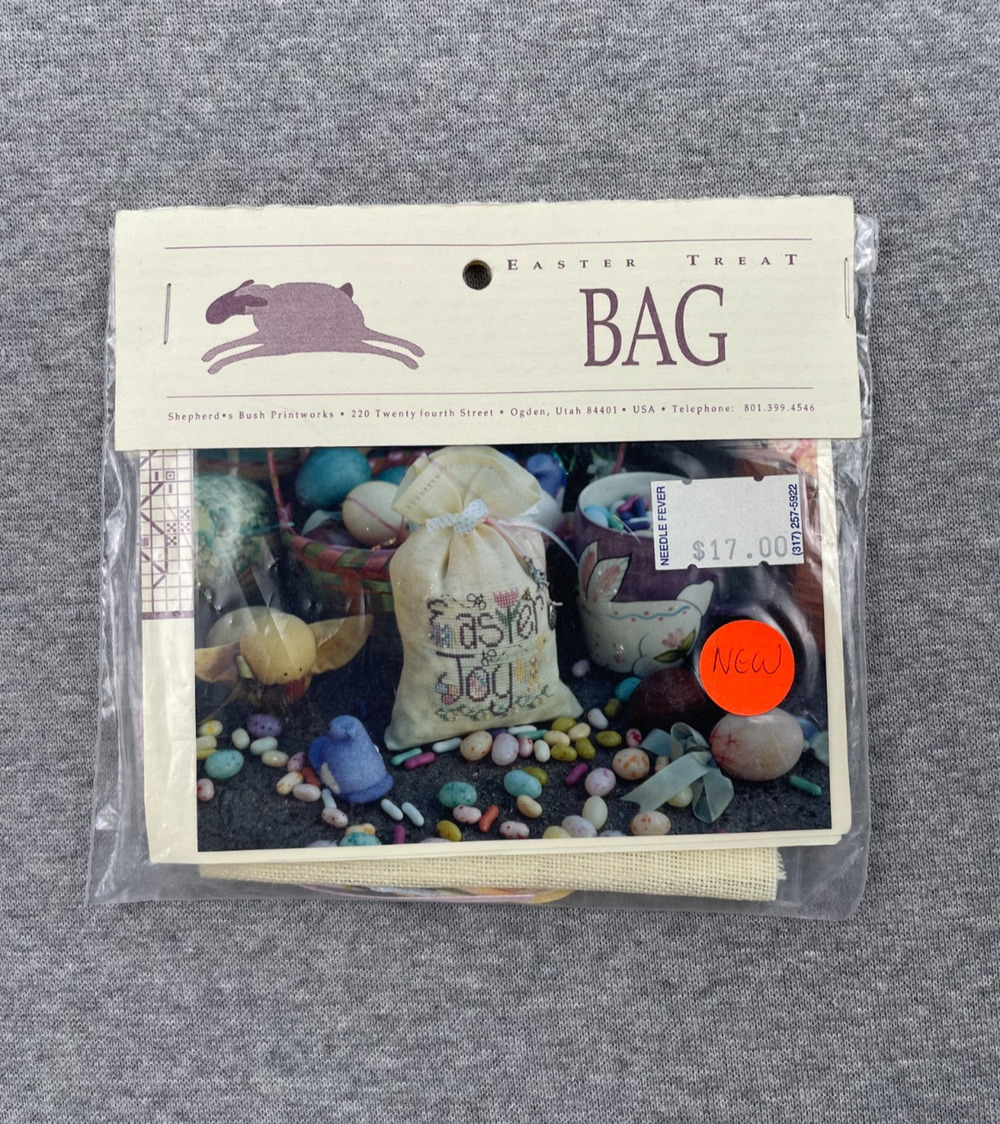 Shepherd’s Bush Easter Treat Bag Cross Stitch Kit w/ Linen Floss Charms & Beads